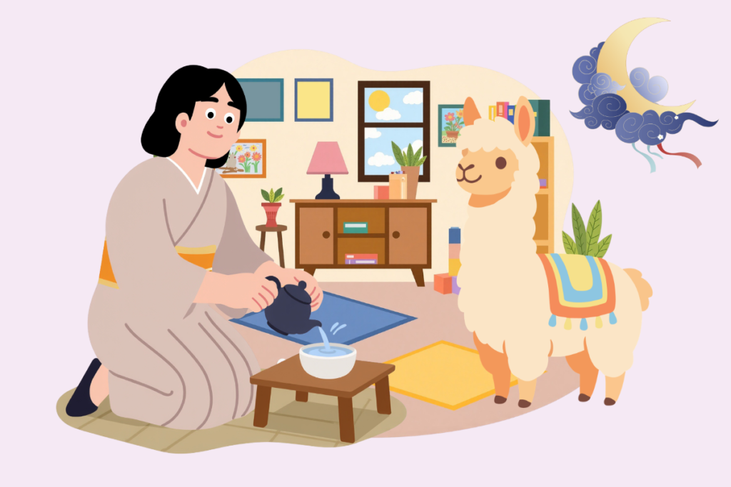 making herbal tea at night